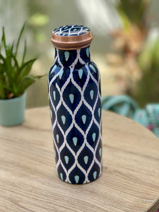 blue-white-copper-bottle-enameled-with-ethnic-design-for-drinking-water