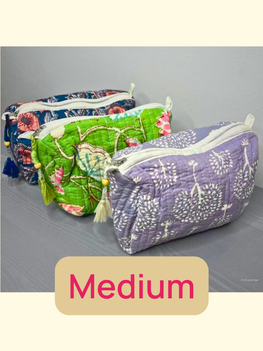 Hand block printed large size toiletry bag for all your travel essentials, leak-proof and washable perfect to gift