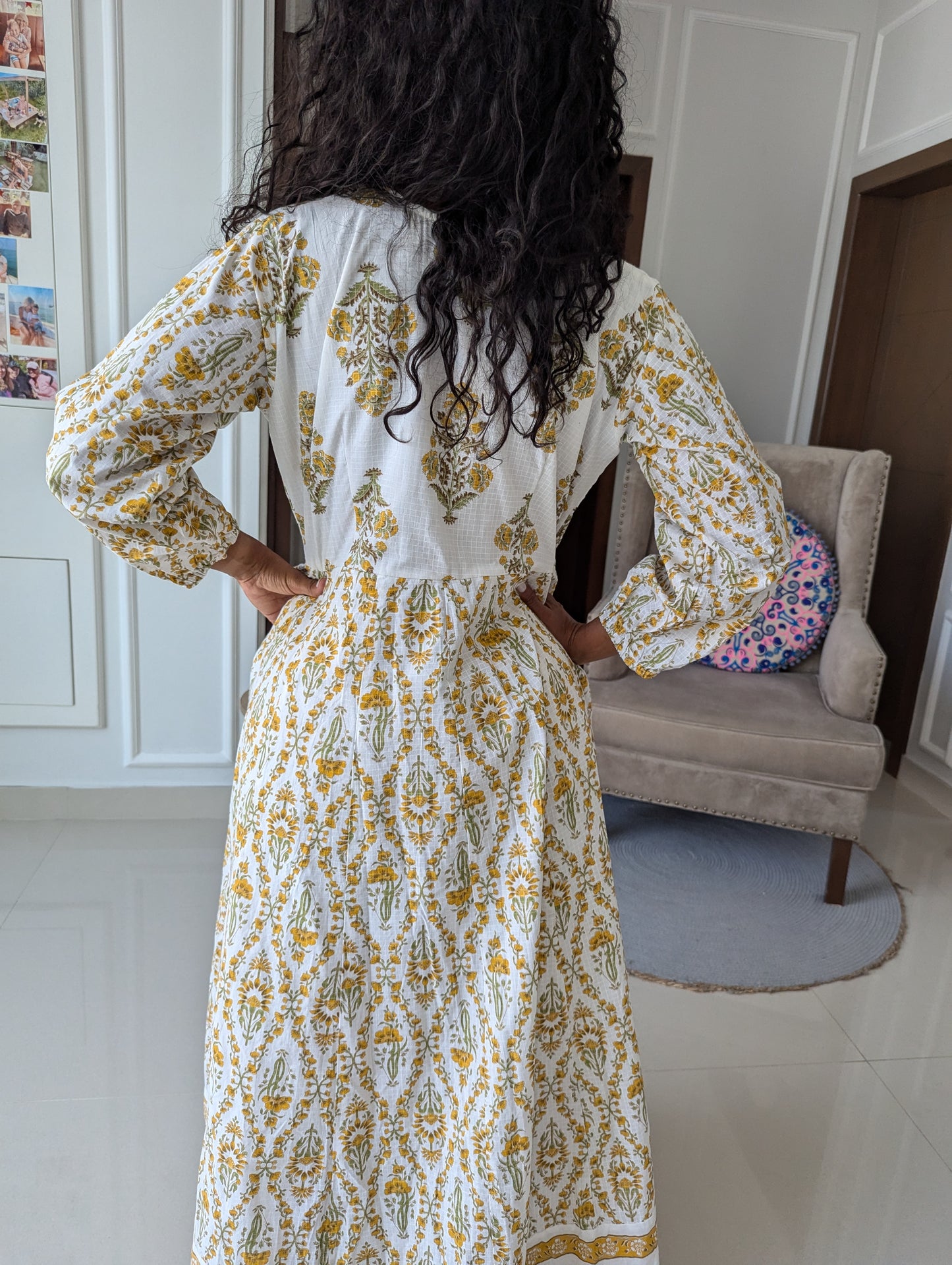 maxi-cotton-dress-with-yellow-flower-design-printed-in-jaipuri-style-full-length-sleeves-and-ankle-length