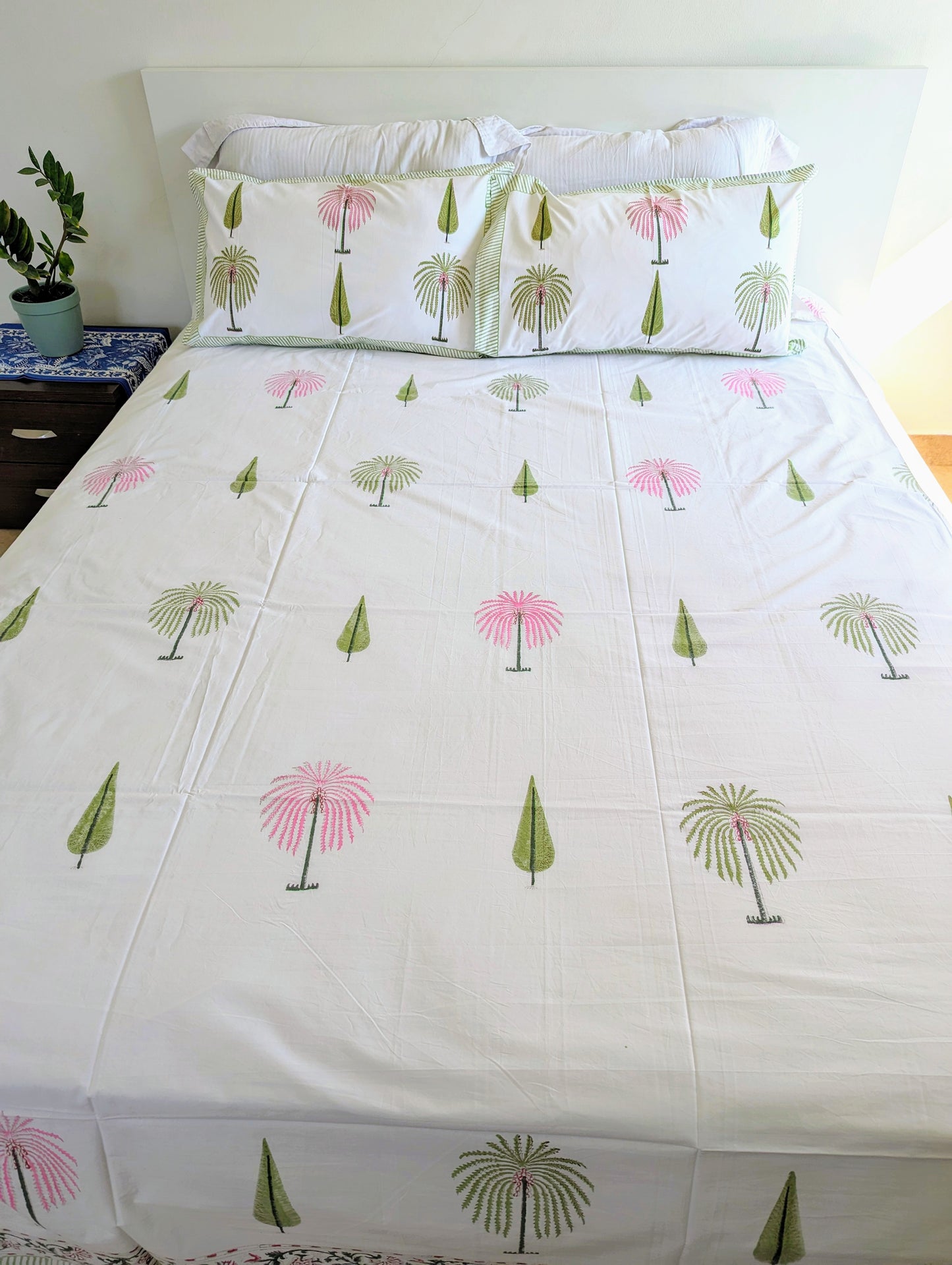 Percale Sheet Set - Pink Palm