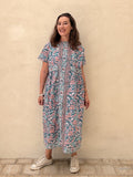 Kaftan Midi Dress - Turquoise Floral Maxi