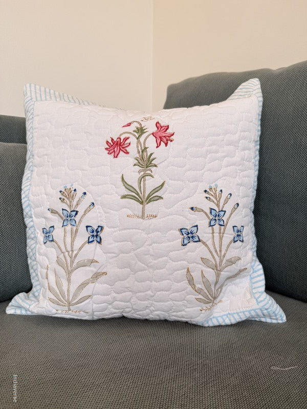 Quilted Cushion Cover - Floral Elegance