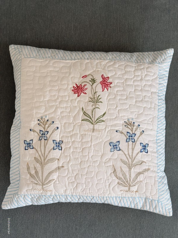 Quilted Cushion Cover - Floral Elegance