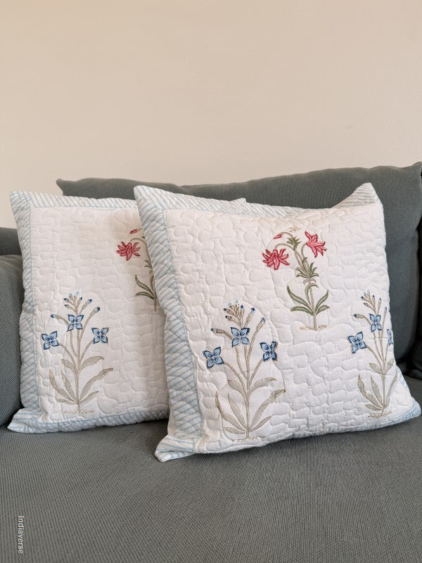 Quilted Cushion Cover - Floral Elegance