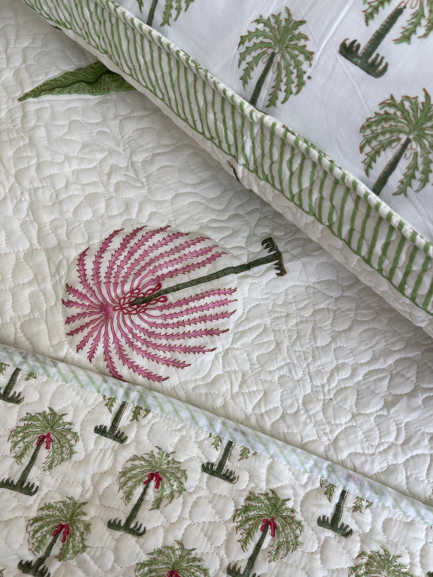 Jaipuri Comforter - Pink Palm