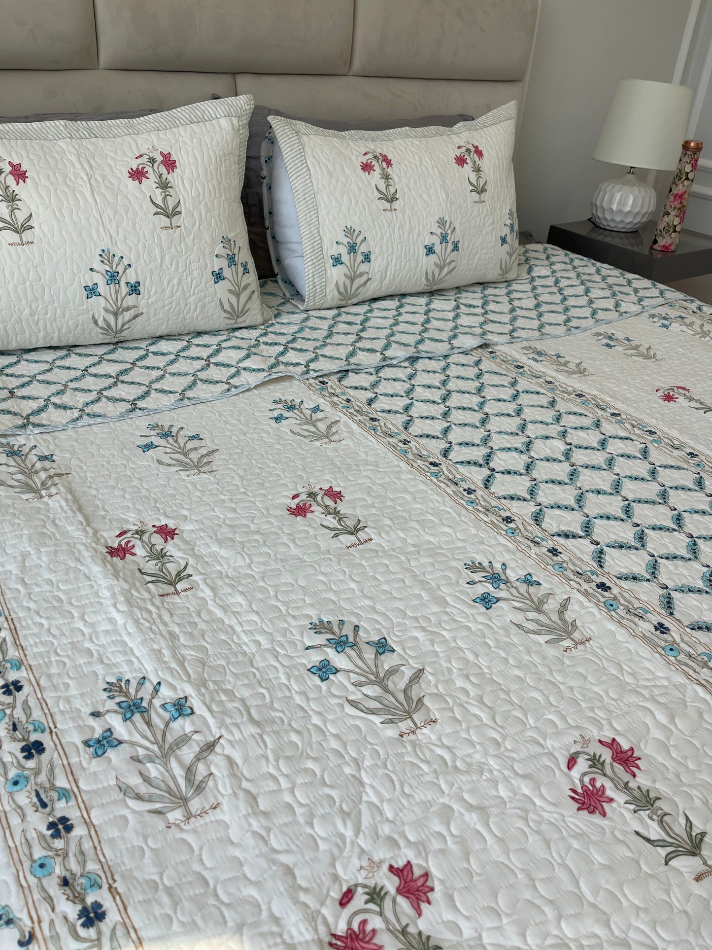 Jaipuri Comforter - Blue Elegance