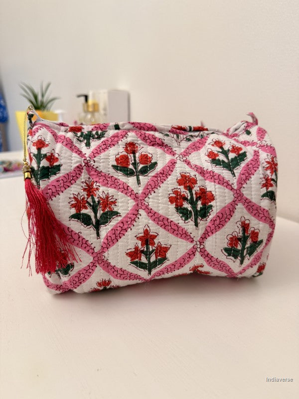 Quilted Toiletry Bag Set of 3 for Travel & Makeup