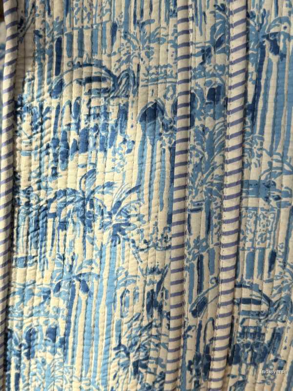 Close-up of blue floral patterned fabric