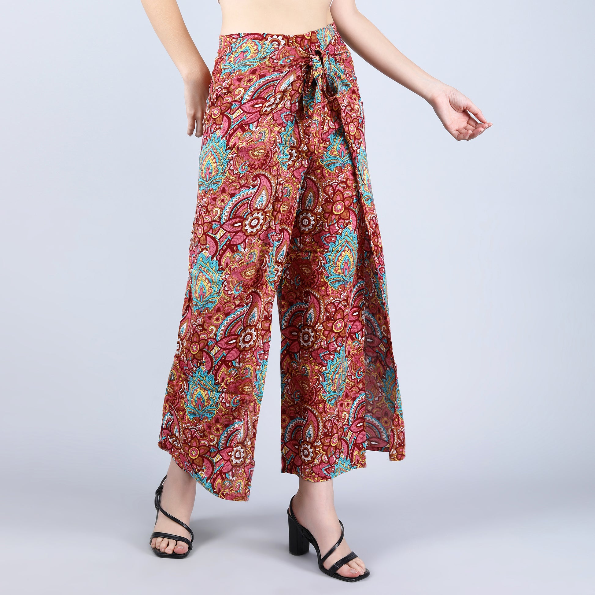 rayon-cotton-wrap-pants-for-tying-around-the-waist-with-Indian-inspired-pink-pattern-design