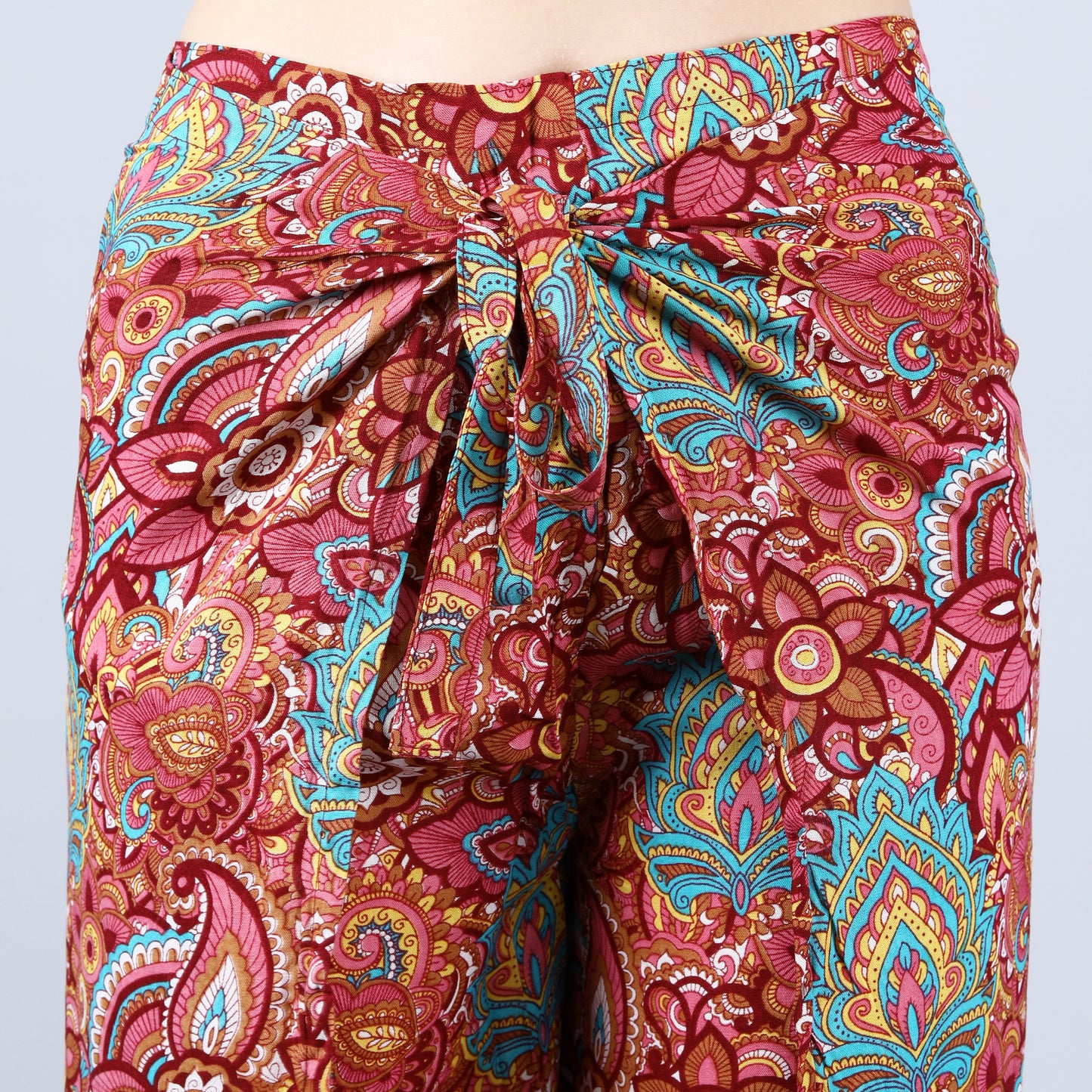 rayon-cotton-wrap-pants-for-tying-around-the-waist-with-Indian-inspired-pink-pattern-design