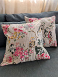 pure cotton quilted cushion cover with colorful birds and flower design for cushions  with 40 x 40 cm size perfect for the couch and sofa