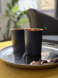 Mat enameled blue copper cup made from pure copper for drinking water