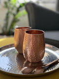 polished copper tumbler made from pure copper and hammered finished for drinking water