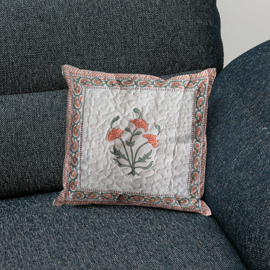 quilted-cushion-cover-with-orange-flower-design-in-the-center-and-orange-floral-border