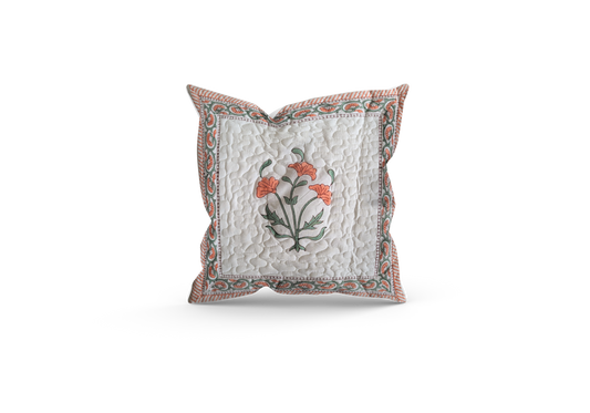 quilted-cushion-cover-with-orange-flower-design-in-the-center-and-orange-floral-border