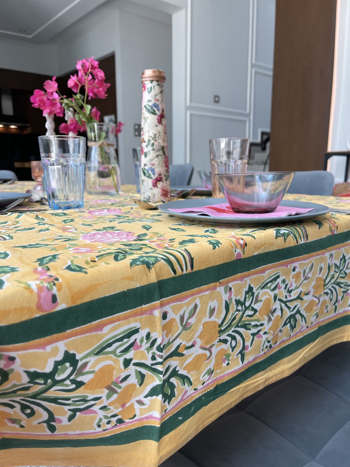 rectangular-tablecloth-for-6-seater-table-with-pink-roses-design-on-bright-yellow-background