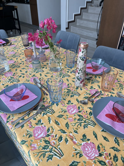 rectangular-tablecloth-for-6-seater-table-with-pink-roses-design-on-bright-yellow-background