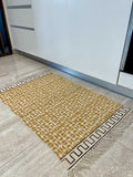small cotton rug hand block printed with geometrical pattern perfect for the kitchen, living room or bedroom